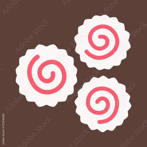 Japanese Kamaboko Fish Cake Topping Ramen Icon Sticker Illustration