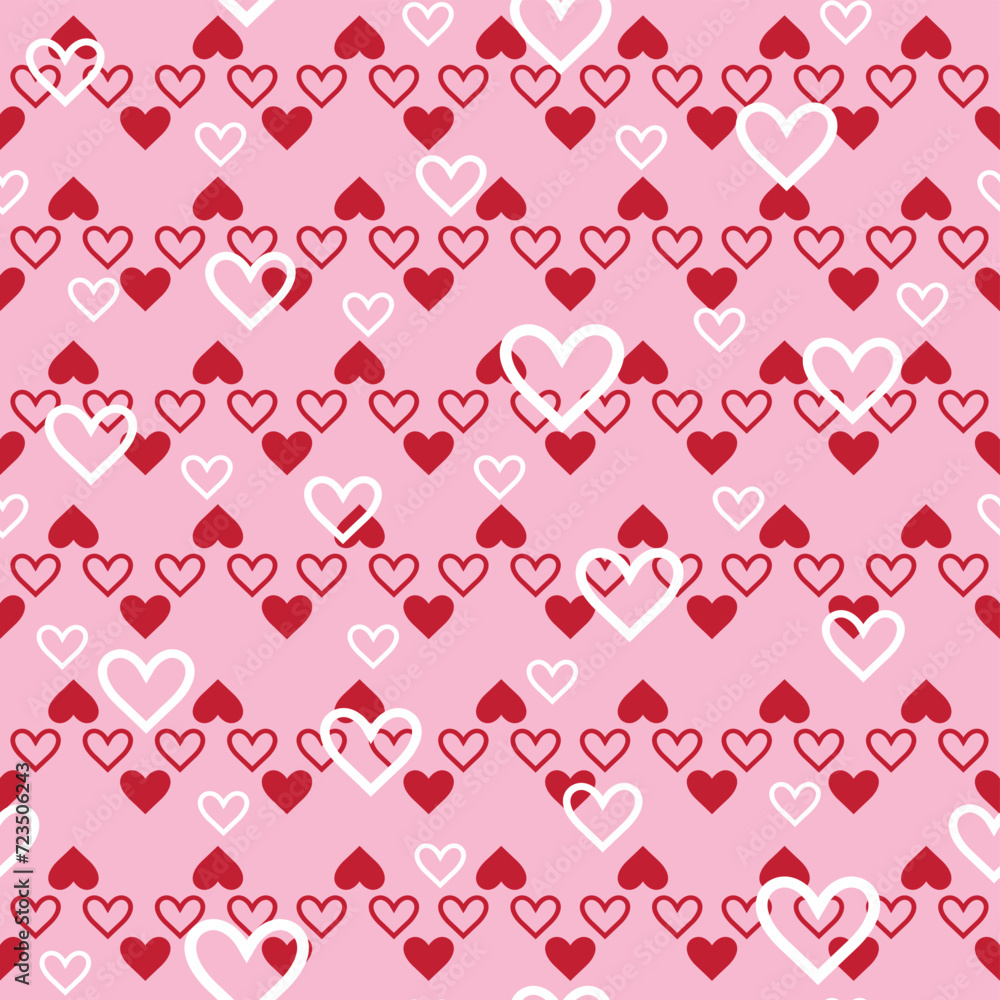 Seamless Valentine Heart Pattern On Pink Background