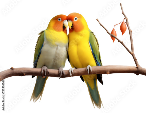 Lovebirds on Branch Isolated on Transparent Background  © RenZen