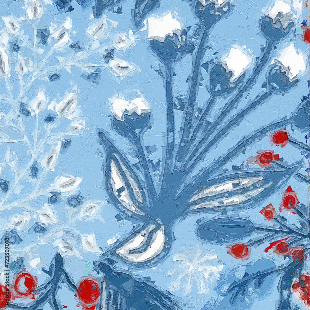 Naklejka premium Watercolor and various flowers, birds, chrysanthemums, beautiful wedding illustrations