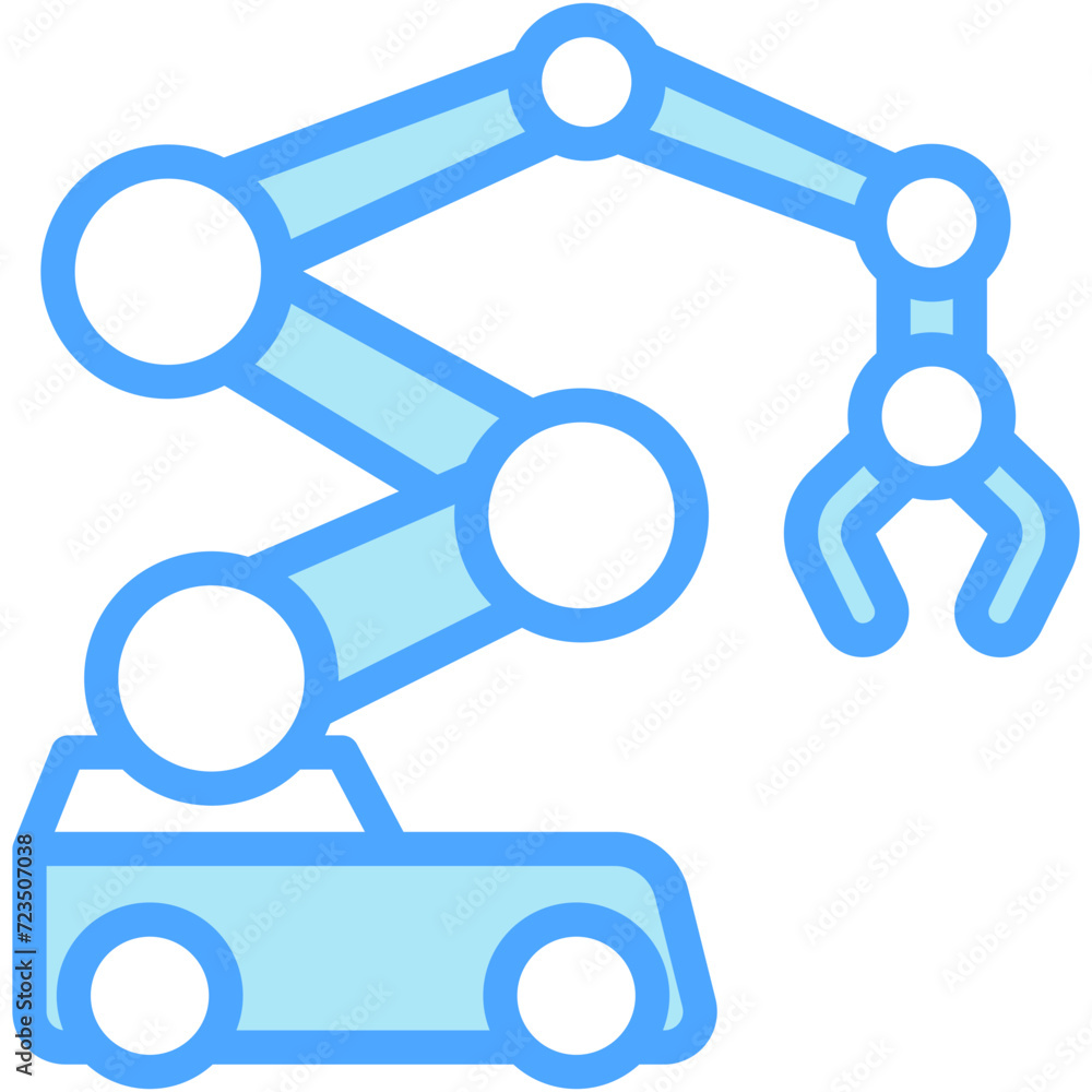 Robot Arm blue color icon. relate to robotic engineering and technology theme. use for UI or UX kit, web and app development. Robot Arm blue color icon. relate to robotic engineering and technology theme. use for UI or UX kit, web and app development.