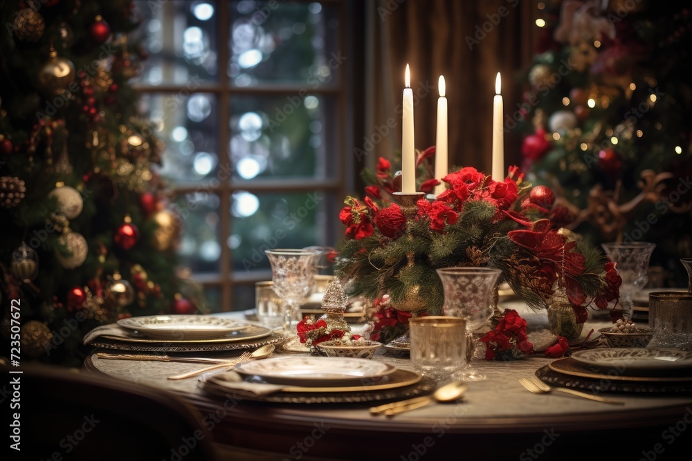 Placing a festive centerpiece on the dining table. Placing a festive centerpiece on the dining table.