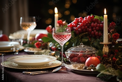 Placing a festive centerpiece on the dining table.