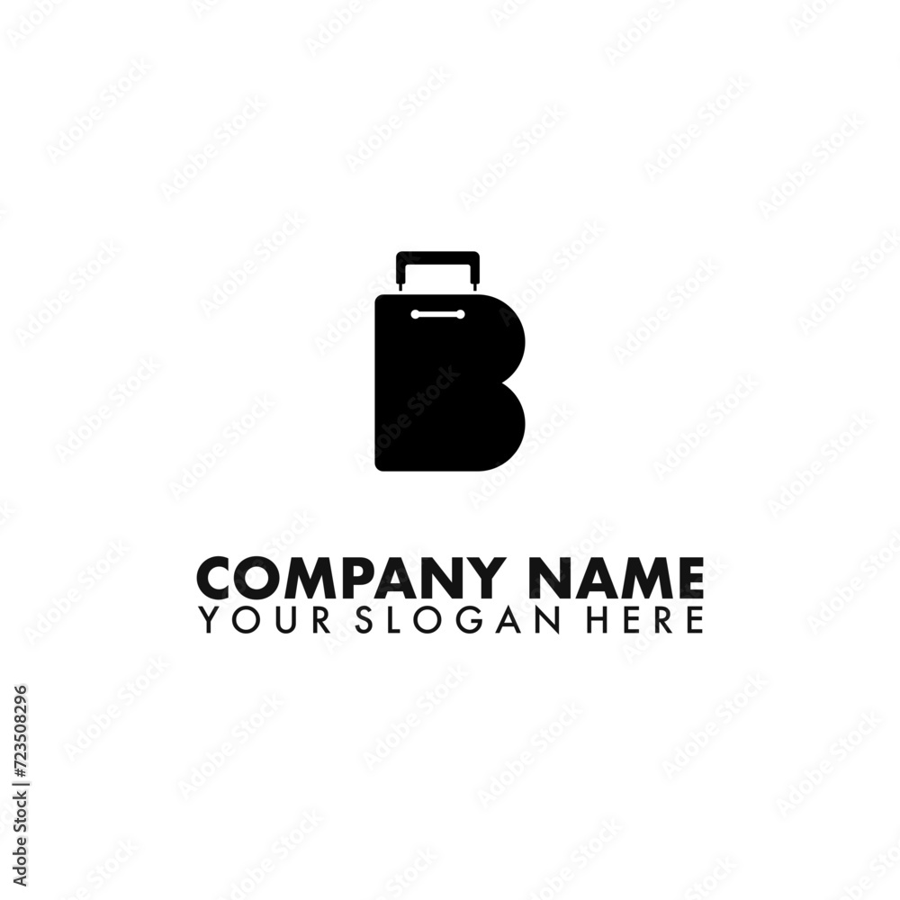 Fototapeta premium Letter B with Suitcase logo design vector. 