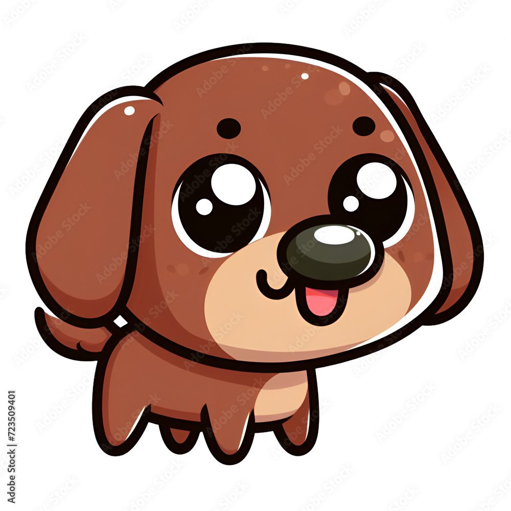 Sticker with the image of a cartoon dog, artificial intelligence