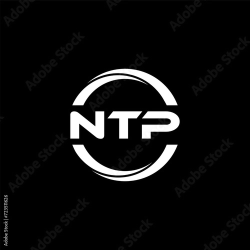 NTP letter logo design with black background in illustrator, cube logo, vector logo, modern alphabet font overlap style. calligraphy designs for logo, Poster, Invitation, etc. photo