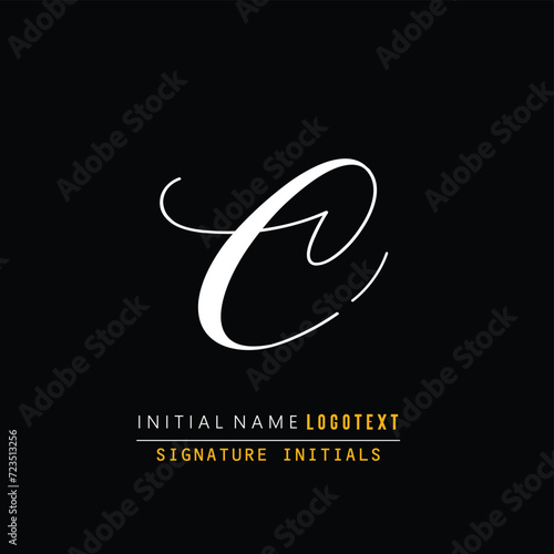C Letter Signature Logo - Initial Alphabet for C - Hand Drawn C Logo, Initial Letter As Logo, Hand Drawn Signature Logo