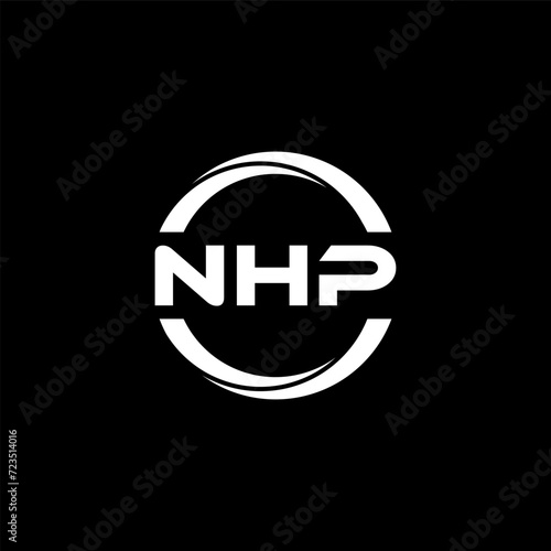 NHP letter logo design with black background in illustrator, cube logo, vector logo, modern alphabet font overlap style. calligraphy designs for logo, Poster, Invitation, etc.
