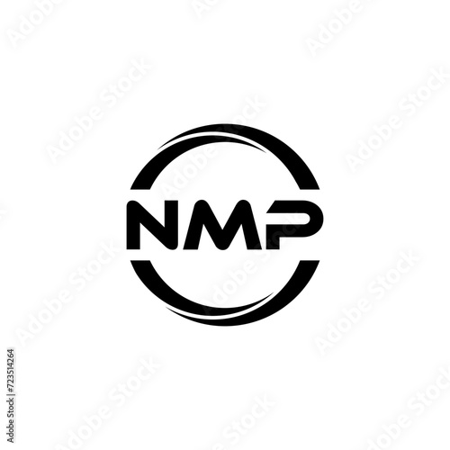 NMP letter logo design with white background in illustrator, cube logo, vector logo, modern alphabet font overlap style. calligraphy designs for logo, Poster, Invitation, etc. photo