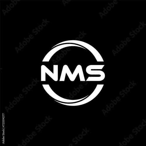 NMS letter logo design with black background in illustrator, cube logo, vector logo, modern alphabet font overlap style. calligraphy designs for logo, Poster, Invitation, etc. photo