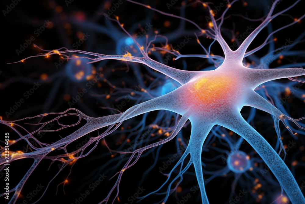 Abstract glowing neuron in the human brain wallpaper background Abstract glowing neuron in the human brain wallpaper background