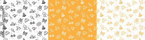 construction doodle icon seamless pattern hand drawing no background color