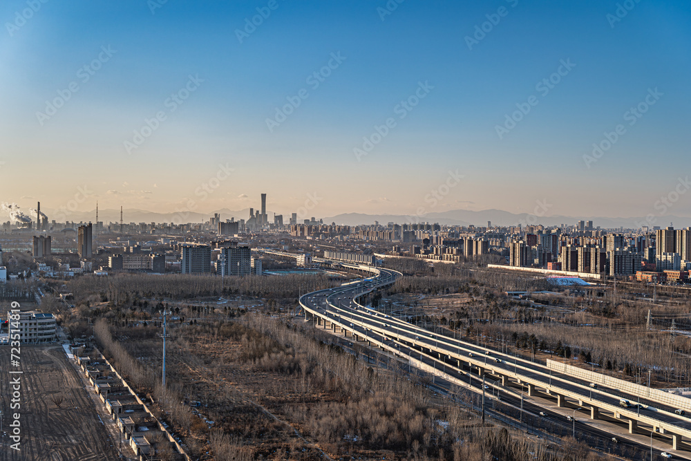 Fototapeta premium Beijing urban traffic flow CBD