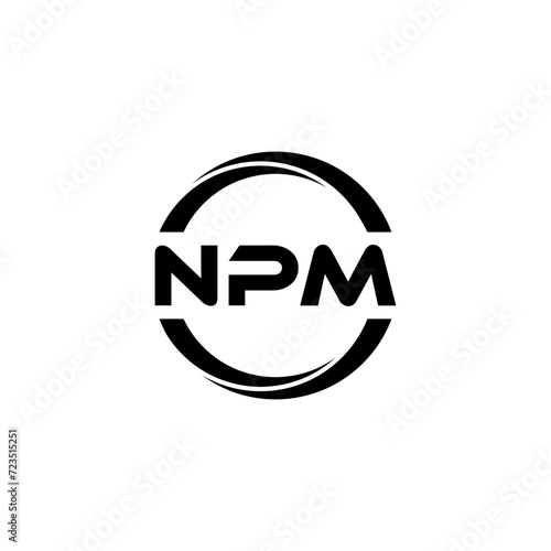 NPM letter logo design with white background in illustrator, cube logo, vector logo, modern alphabet font overlap style. calligraphy designs for logo, Poster, Invitation, etc.