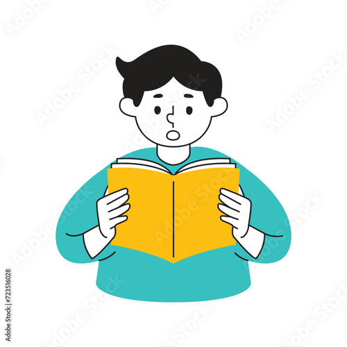 Illustration of a person reading a book. Simple illustration