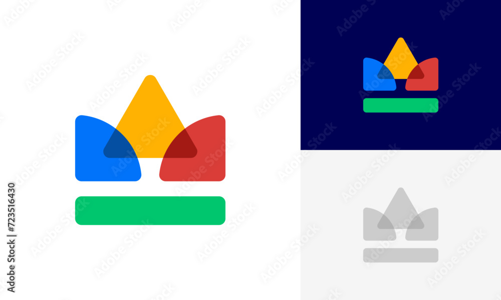 Crown modern overlay logo, Abstract modern simple king crown logo design vector	