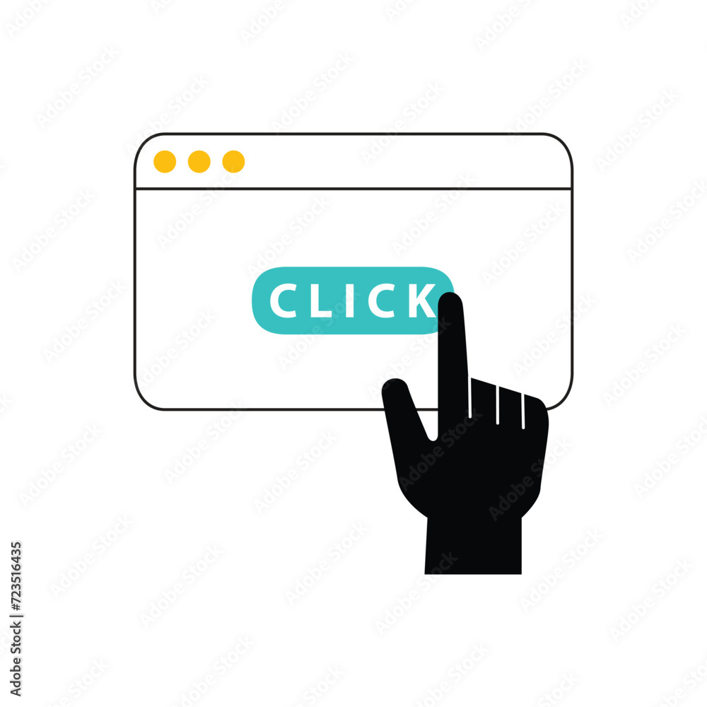 Click illustration with hands. Simple illustration design Click illustration with hands. Simple illustration design