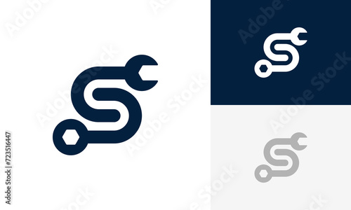 Initials S Logo with Service Tool Logo Design