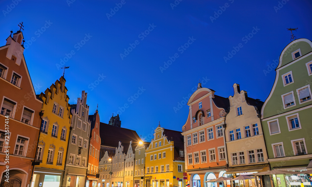 Landshut Germany, night city skyline at Old Town Altstadt street