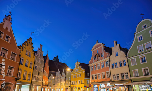 Landshut Germany, night city skyline at Old Town Altstadt street