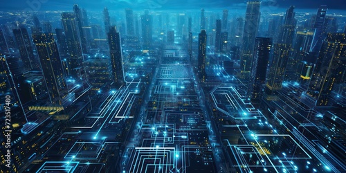 Future of construction  where an artificial chip intelligence-powered CPU processor unit seamlessly the vast expanse of cyberspace  all powered by big data.