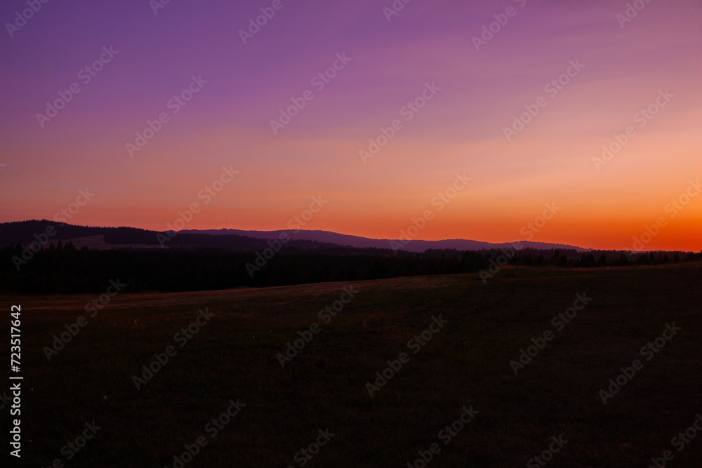 Vibrant Purple And Orange Mountain Sunset 