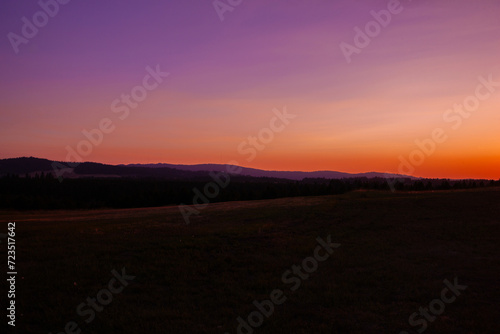 Vibrant Purple And Orange Mountain Sunset 