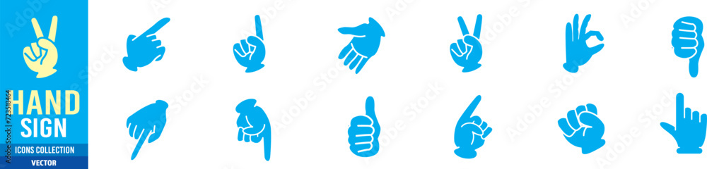 hand sign set collection Vector - obrazy, fototapety, plakaty 