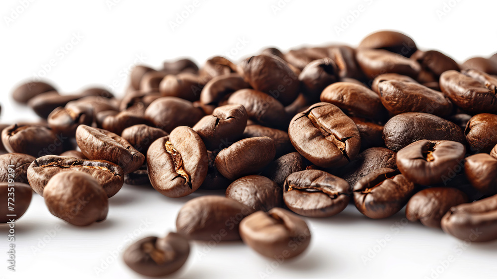 Close-up of roasted coffee beans, full of aroma and flavor, AI Generative. Close-up of roasted coffee beans, full of aroma and flavor, AI Generative.
