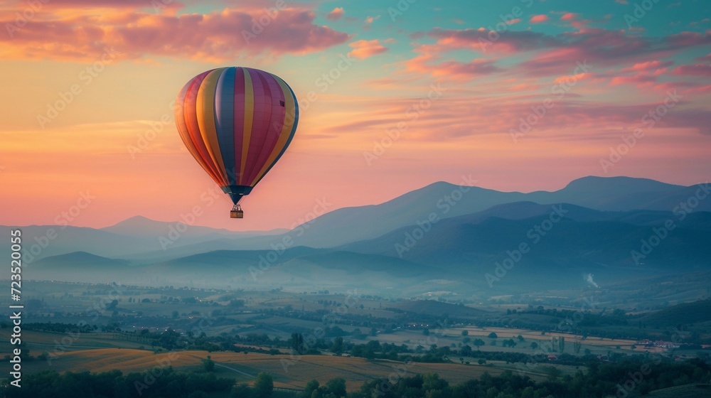 Fototapeta premium Hot Air Balloon Adventure, background image, generative AI