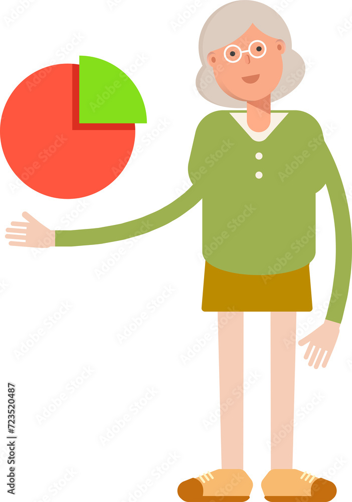 Grandmom Character Holding Pie Chart
Grandmom Character Holding Pie Chart