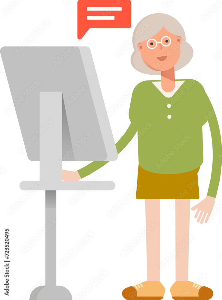 Grandmom Character Working on Computer
Grandmom Character Working on Computer