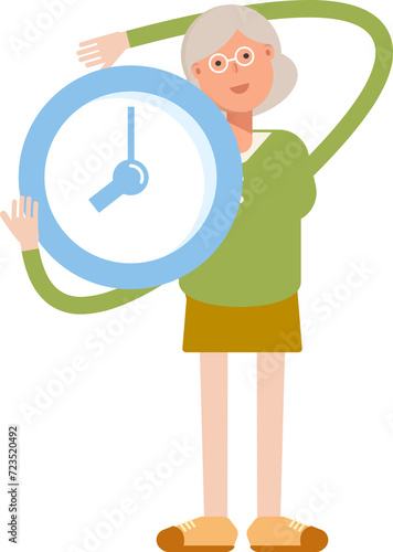 Grandmom Character Holding Clock 