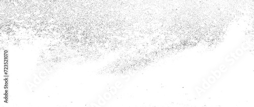 Splattered grain grunge texture. Dirty stipple noise background. Dotted halftone textured overlay. Sand dust grit distressed wallpaper. Black scattered dot backdrop for poster, banner, overlay. Vector