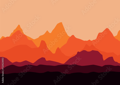 Beautiful landscape mountains for the background. Vector illustration in flat style.