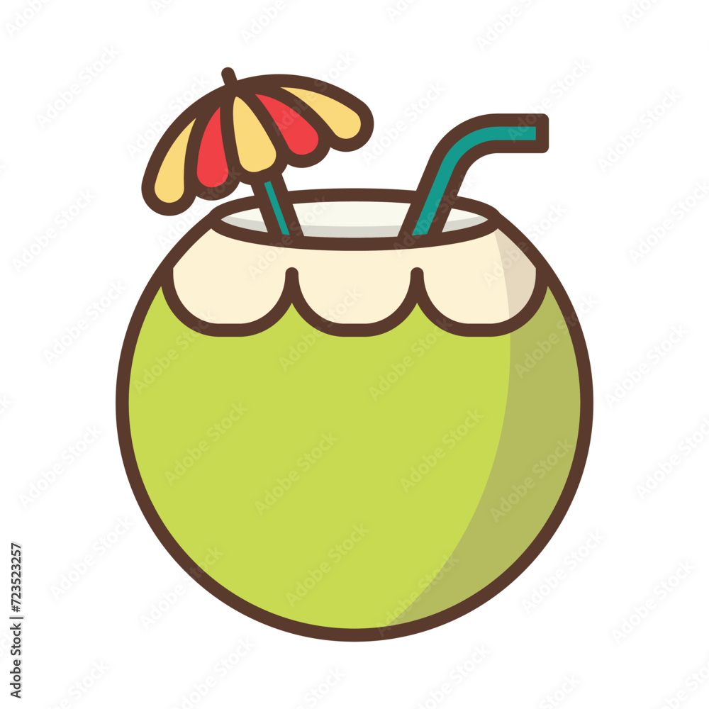 Coconut fresh drink icon vector on trendy design
