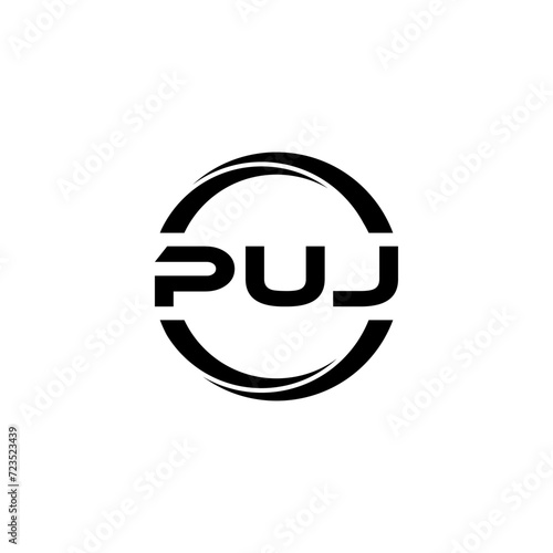 PUJ letter logo design with white background in illustrator  cube logo  vector logo  modern alphabet font overlap style. calligraphy designs for logo  Poster  Invitation  etc.