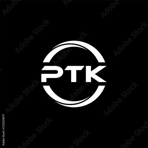 PTK letter logo design with black background in illustrator, cube logo, vector logo, modern alphabet font overlap style. calligraphy designs for logo, Poster, Invitation, etc.