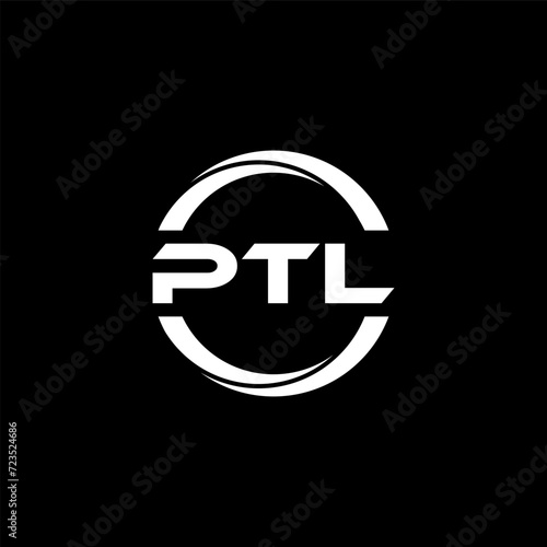 PTL letter logo design with black background in illustrator, cube logo, vector logo, modern alphabet font overlap style. calligraphy designs for logo, Poster, Invitation, etc. photo