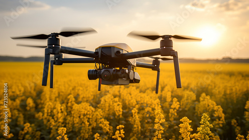 Drone over beautiful flower field