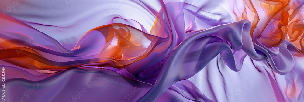 an abstract liquid painting made from purple and orange, generative AI