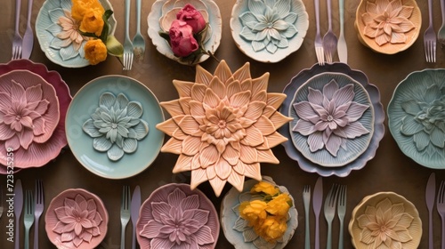 ceramics with floral motifs photo