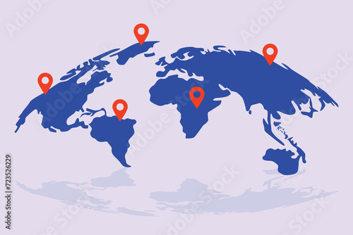 Globe. World map concept. Colored flat vector illustration isolated.