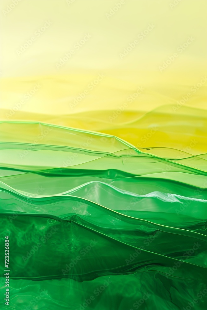 flowing colors, transitioning smoothly from a warm yellow to a calming green, resembling elegant, silky fabrics