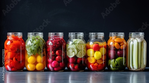 Glass_jars_with_different_fruits_and_vegetables_inside it ai generative premium imAGE