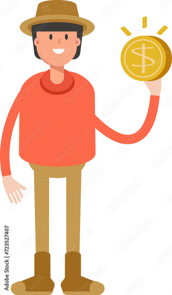Farmer Character Holding Dollar Coin
Farmer Character Holding Dollar Coin