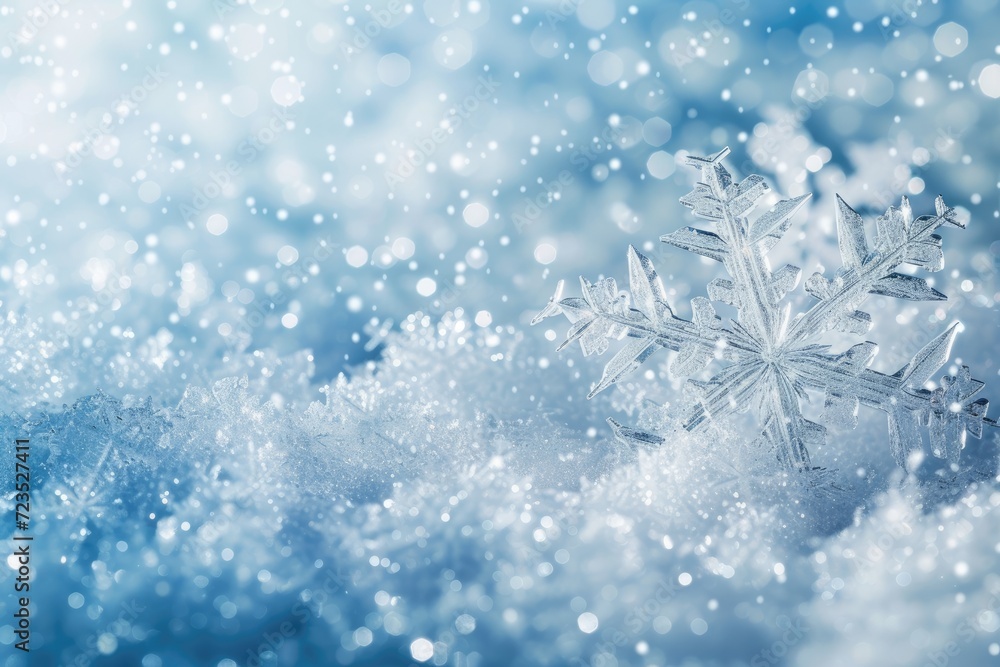 Winter background with icy snowflakes. Winter background with icy snowflakes.