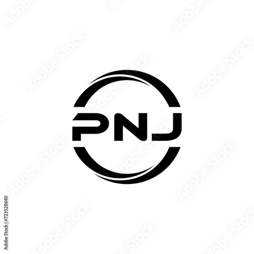 PNJ letter logo design with white background in illustrator, cube logo, vector logo, modern alphabet font overlap style. calligraphy designs for logo, Poster, Invitation, etc.