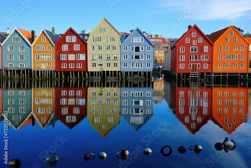 Colorful houses above the water