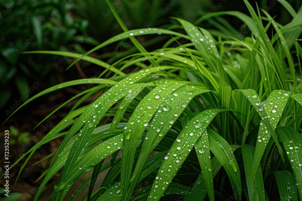 Raindrops on green rice plants Raindrops on green rice plants